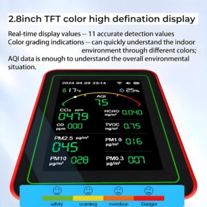 15-in-1 WiFi Smart Air Quality Monitor with 2.8" TFT Display - Smart Life App Compatible Indoor AQI Detector, CO2/CO/HCHO/TVOC/PM2.5/PM10/PM1.0/PM0.3 Pollution Tester with Alarm Function - Image 4
